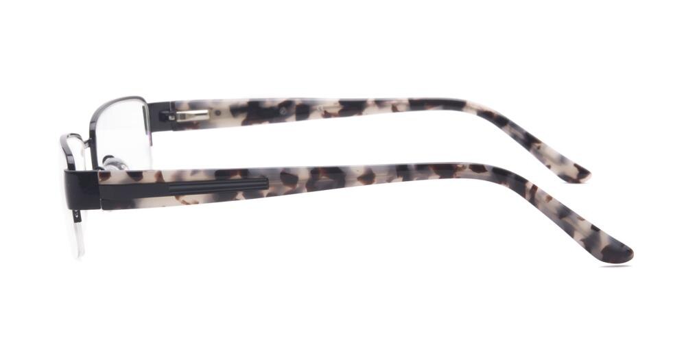 Reginald Black/Pattern Rectangle Metal Eyeglasses