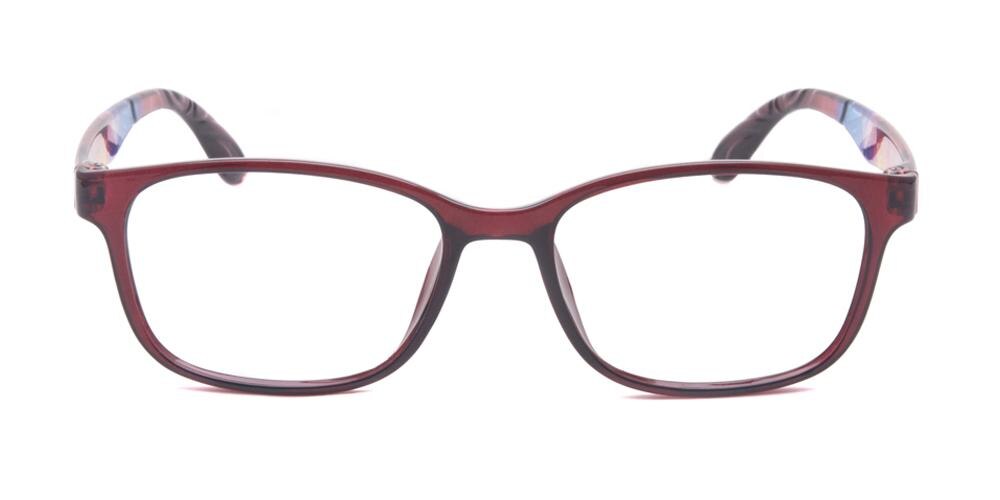 Cooksville Burgundy Rectangle TR90 Eyeglasses