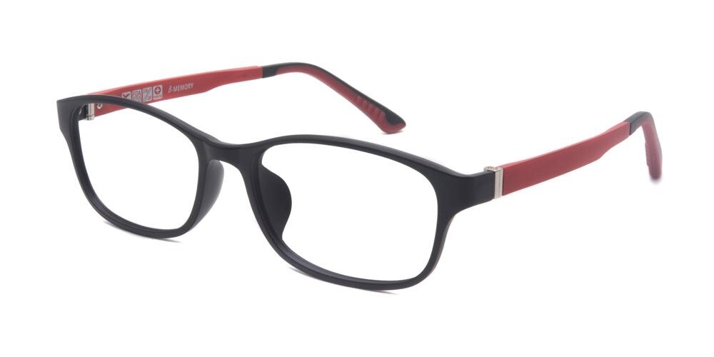 DesMoines Black/Red Rectangle Ultem Eyeglasses