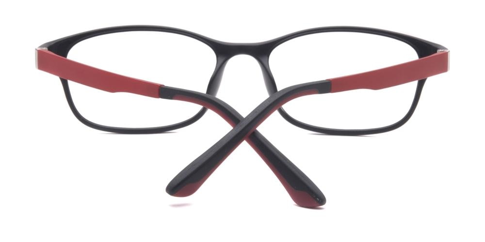 DesMoines Black/Red Rectangle Ultem Eyeglasses