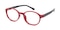 Creston Red/Black Round Plastic Eyeglasses