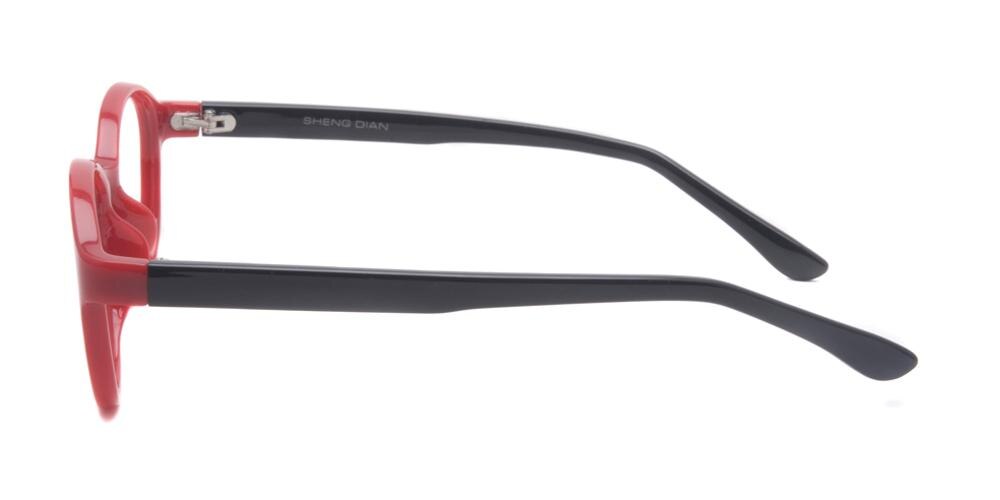 Creston Red/Black Round Plastic Eyeglasses