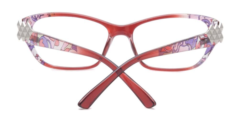 Zenobia Red Rectangle Plastic Eyeglasses