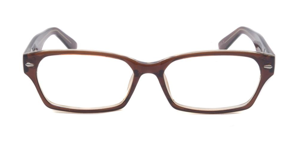 Evansville Brown Rectangle Plastic Eyeglasses