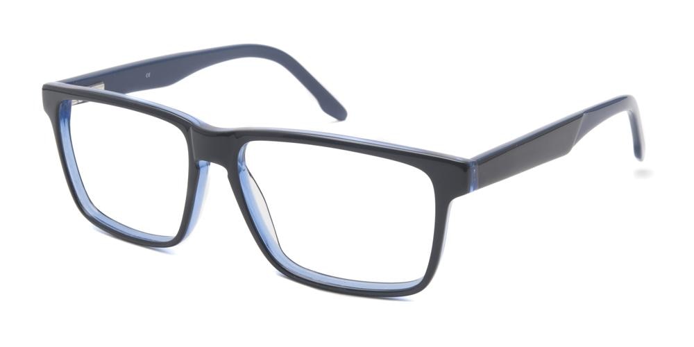 Racine Black/Blue Rectangle Acetate Eyeglasses