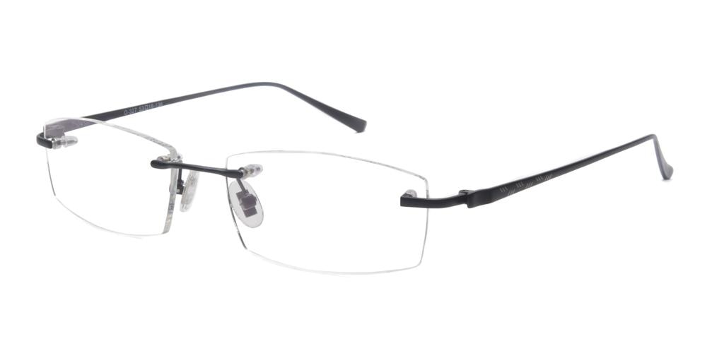 Alston Black Rectangle Metal Eyeglasses