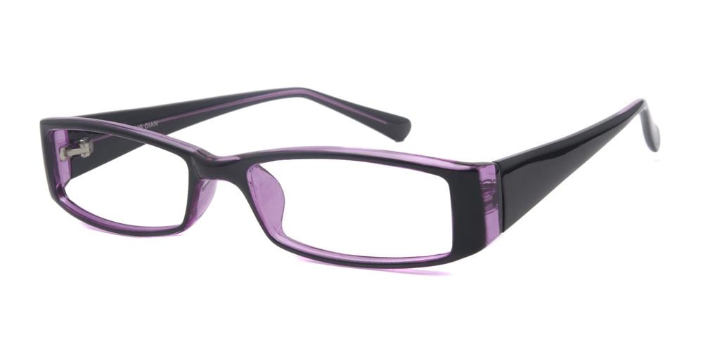 Macon Black/Purple Rectangle Plastic Eyeglasses
