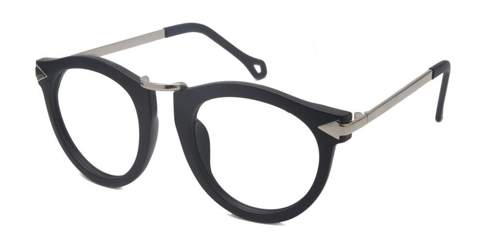Westlake Mat-Black Round Plastic Eyeglasses