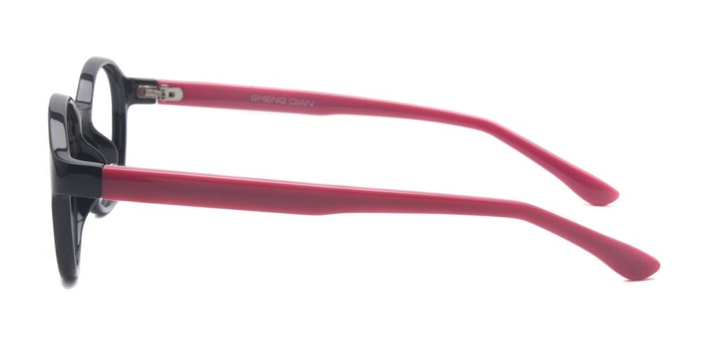 Creston Black/Rose Round Plastic Eyeglasses