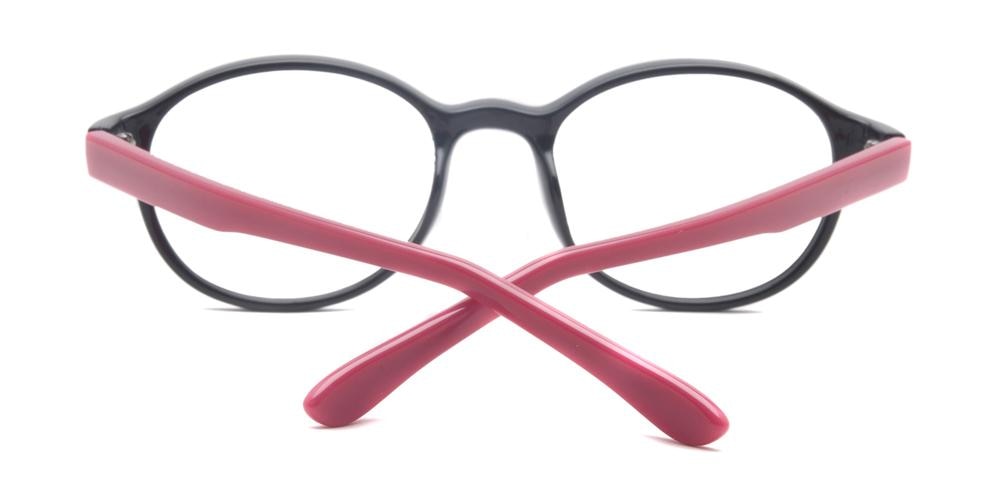 Creston Black/Rose Round Plastic Eyeglasses