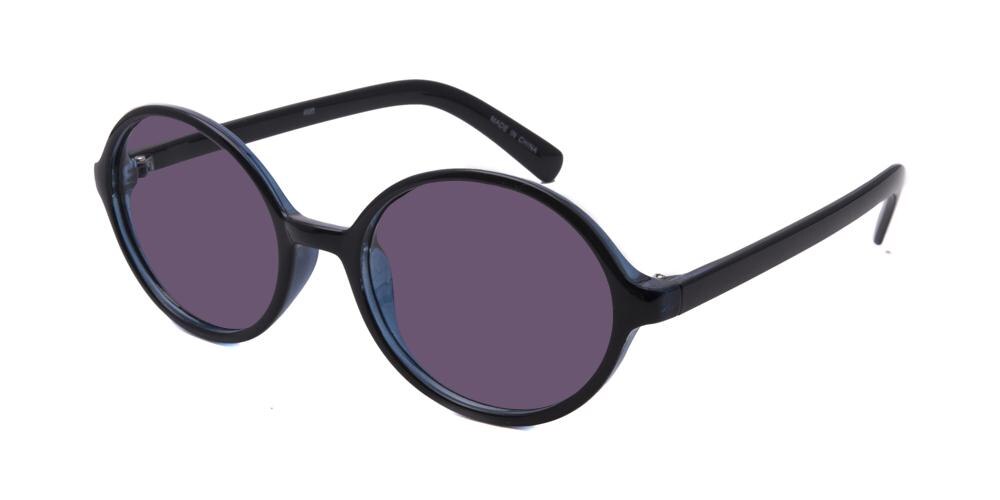 Trussville Black/Blue Round Plastic Sunglasses