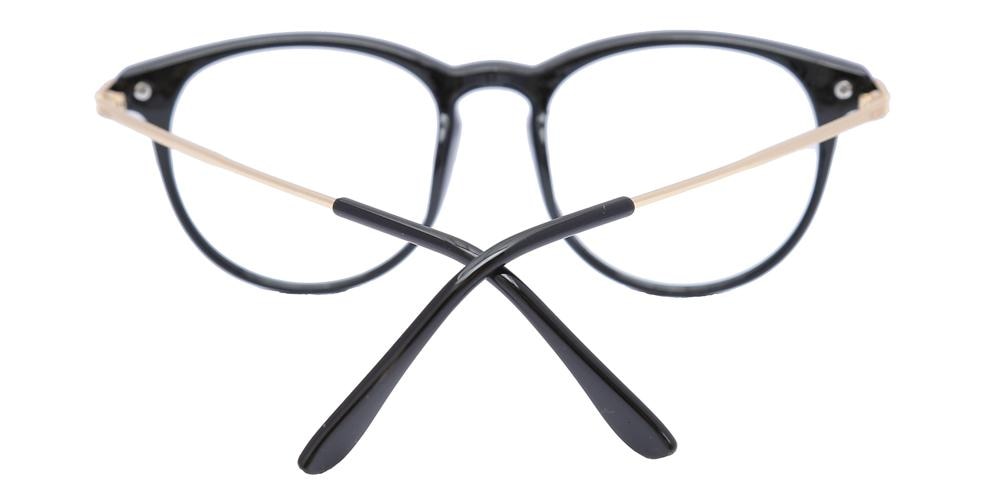 Evans Black Round Plastic Eyeglasses