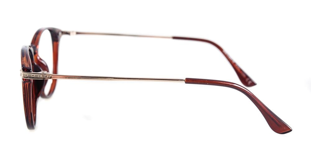 Evans Brown Round Plastic Eyeglasses
