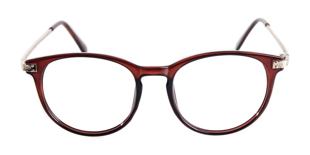 Evans Brown Round Plastic Eyeglasses