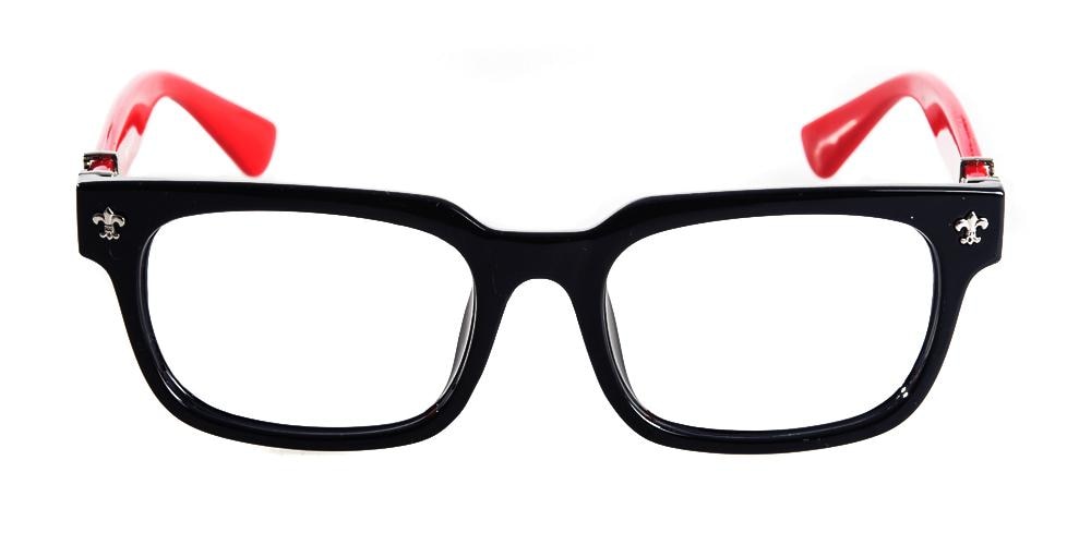 Ameli BlackRed Square Plastic Eyeglasses