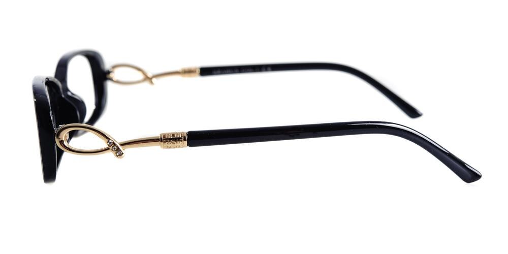 Cotton Black Rectangle Plastic Eyeglasses