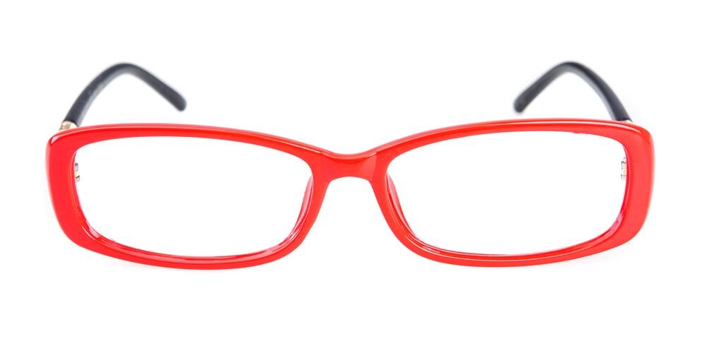 Cotton Red Rectangle Plastic Eyeglasses