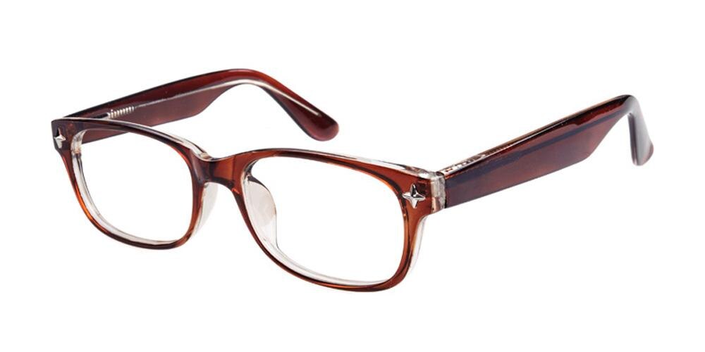 London Brown/Crystal Classic Wayframe Plastic Eyeglasses