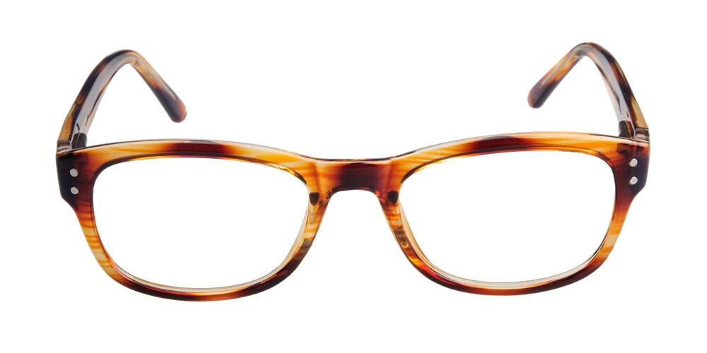 Edith Light Brown Classic Wayframe Plastic Eyeglasses