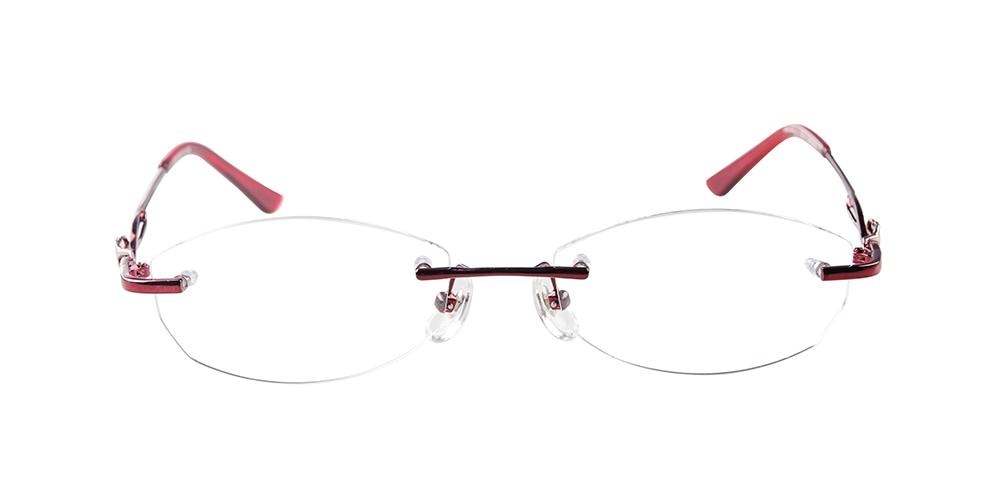 May Burgundy Oval Metal Eyeglasses