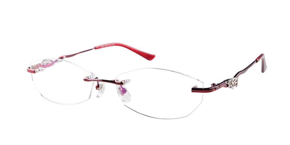 Beaufort Burgundy Oval Metal Eyeglasses