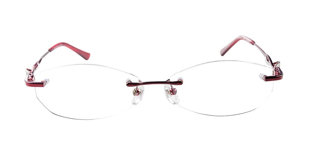 Beaufort Burgundy Oval Metal Eyeglasses