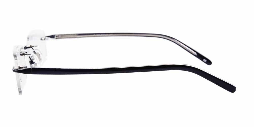 Augustine Black Classic Wayframe Metal Eyeglasses