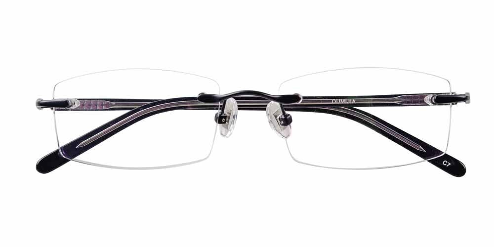 Augustine Black Classic Wayframe Metal Eyeglasses