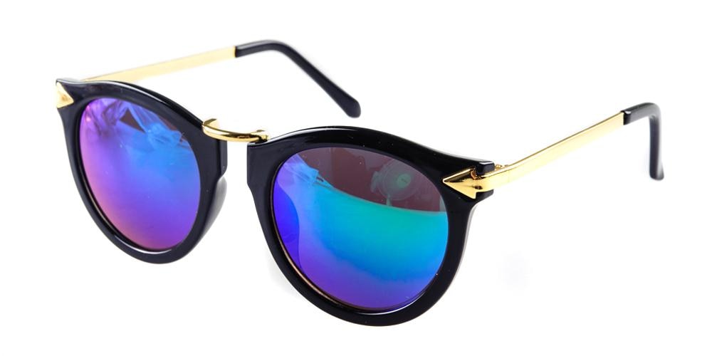 Althea Black Round Plastic Sunglasses