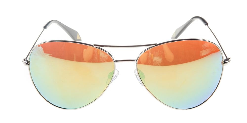 Odelette Green Aviator Metal Sunglasses
