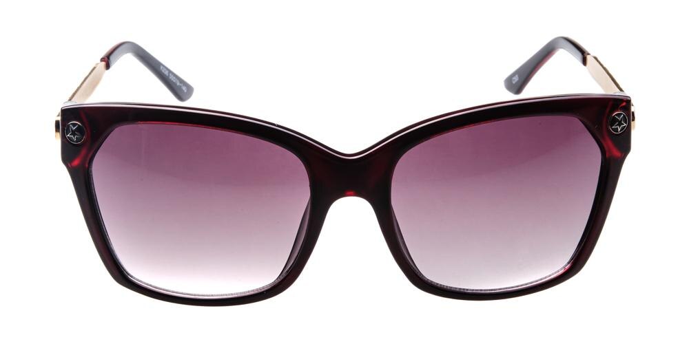 Bertha Burgundy Square Plastic Sunglasses