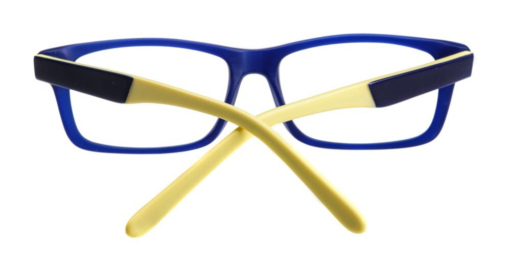 Una Blue/Yellow Rectangle Acetate Eyeglasses