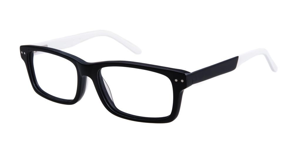 Una Black/White Rectangle Acetate Eyeglasses