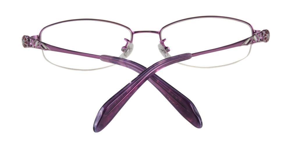 Cecillia purple Oval Metal Eyeglasses