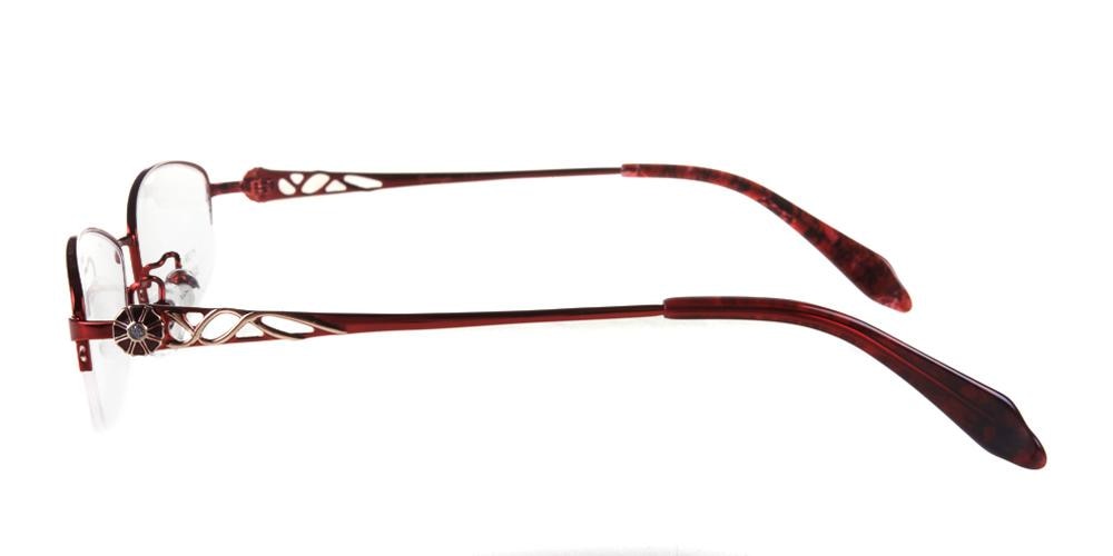 Cecillia Burgundy Oval Metal Eyeglasses