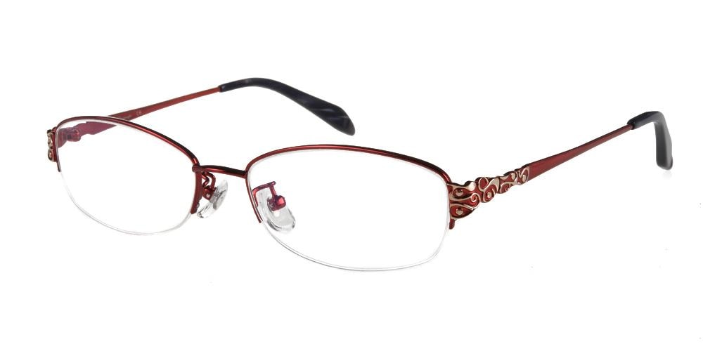 Bessie Red Oval Metal Eyeglasses