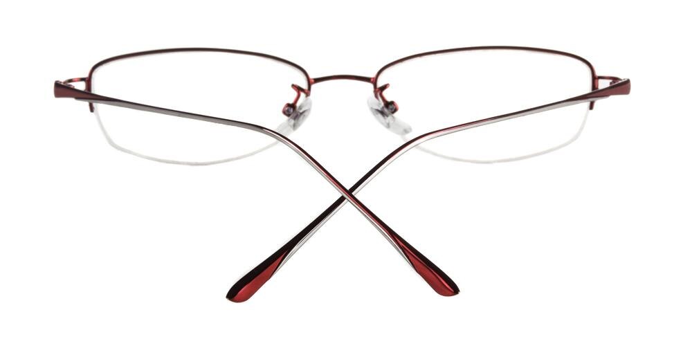 Amelia Burgundy Oval Metal Eyeglasses