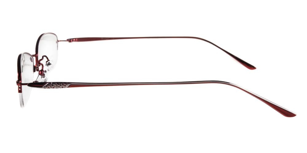 Agnes Burgundy Oval Metal Eyeglasses