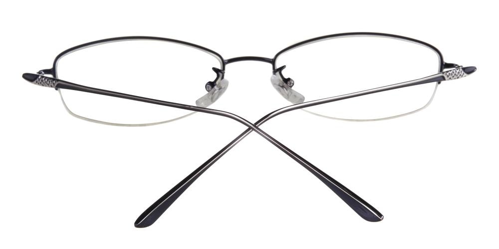 Agnes Black Oval Metal Eyeglasses