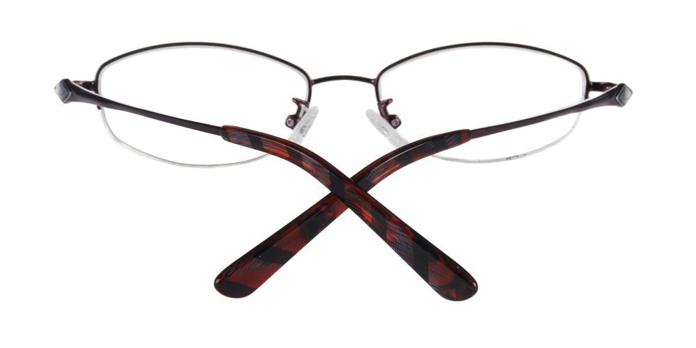 Petty Burgundy Oval Metal Eyeglasses