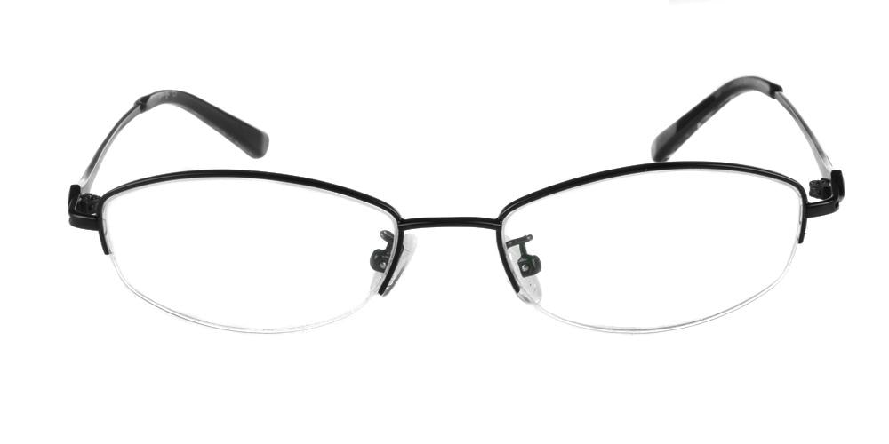 Petty Black Oval Metal Eyeglasses