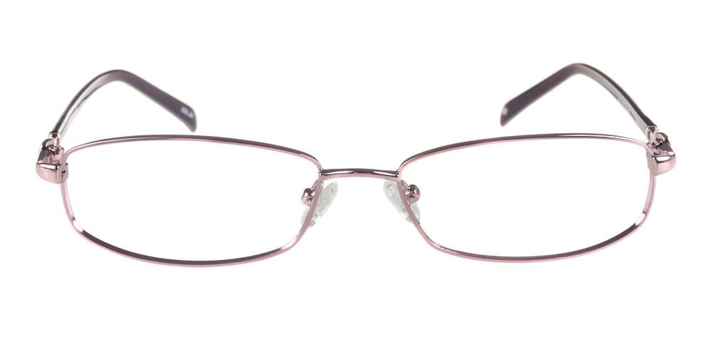 Evelina Pink Rectangle Metal Eyeglasses