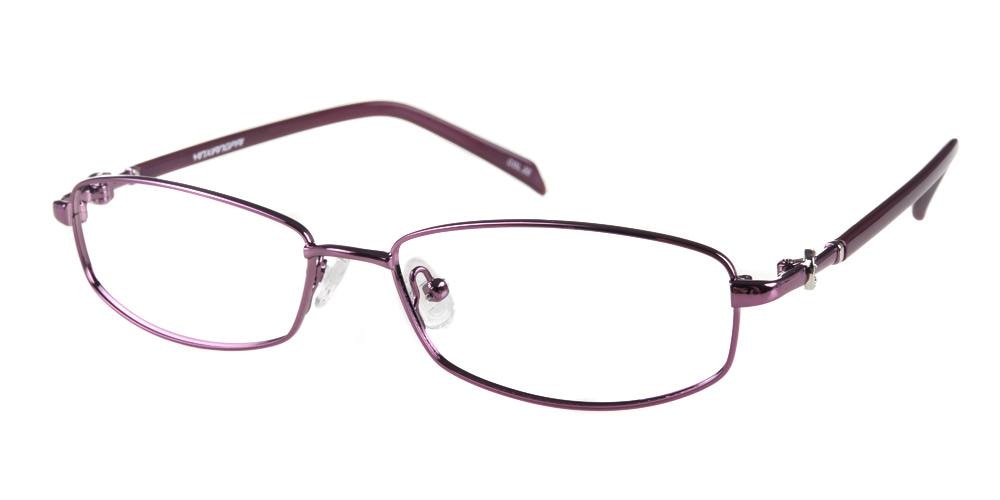 Evelina purple Rectangle Metal Eyeglasses