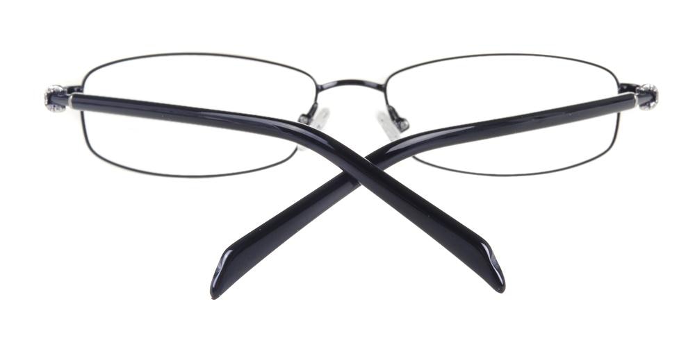 Evelina Black Rectangle Metal Eyeglasses