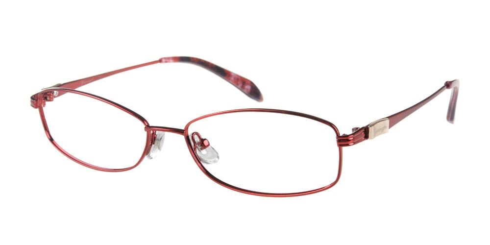 Emmie Burgundy Rectangle Metal Eyeglasses