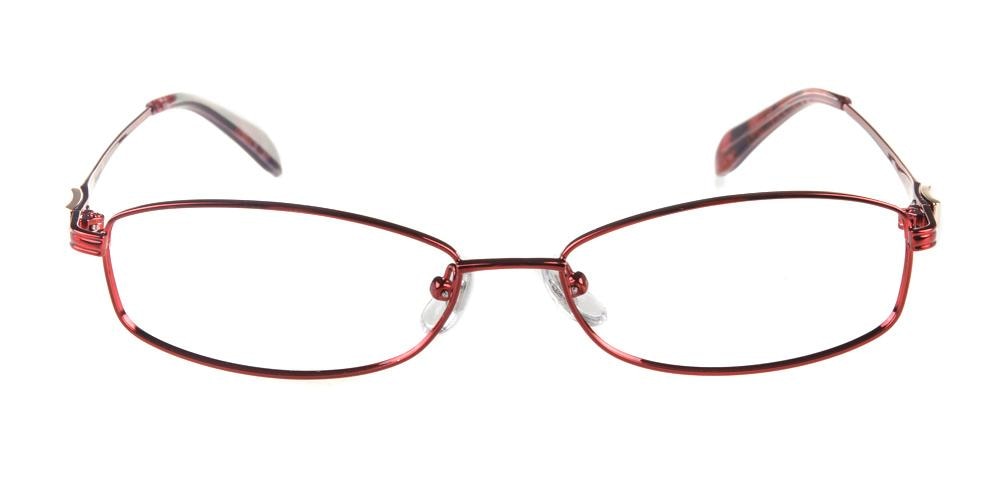 Emmie Burgundy Rectangle Metal Eyeglasses
