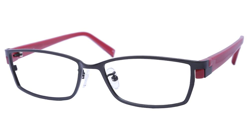 Williamsburg Black/Red Rectangle Titanium Eyeglasses
