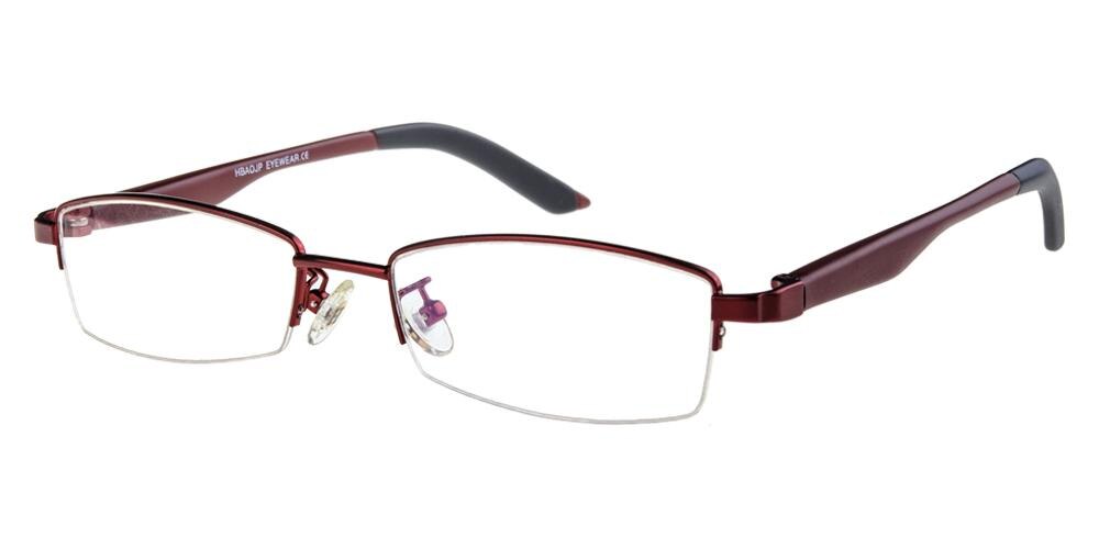 Boulder Red Rectangle Metal Eyeglasses