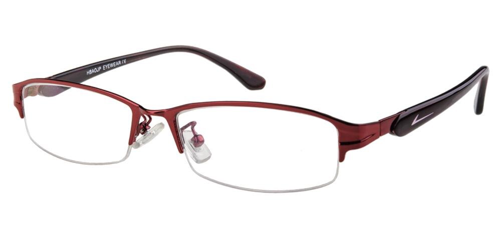 Aspen Red Rectangle Metal Eyeglasses