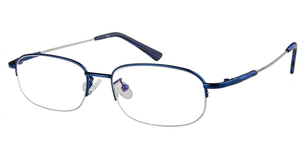 Kissimmee Blue Blue Rectangle Metal Eyeglasses